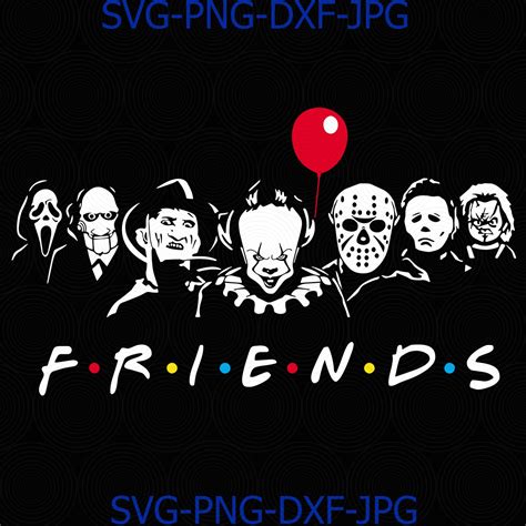 Friends Horror Movie Character Creepy Halloween Horror Team SVG PNG Cameo Silhouette Cutting File