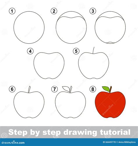 Drawing Tutorial. How To Draw An Apple Stock Vector - Image: 66449778