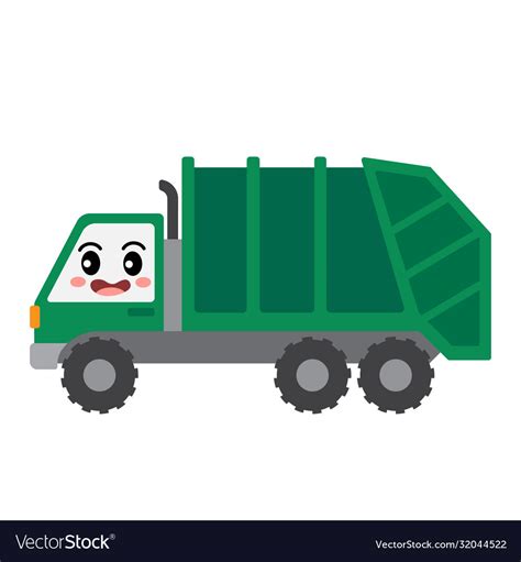 Garbage truck transportation cartoon character Vector Image