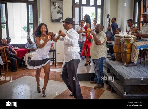 Havana, Cuba: Salsa band and dancers at the Cafe Taberna (Cafe Beny Stock Photo, Royalty Free ...