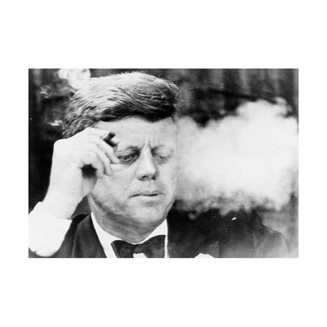 President John Kennedy Smoking Cigar JFK Black and White Vintage ...