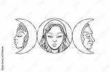 Mother Maiden Crone Digi Stamp Digital Coloring Page For Sketch  sketch template