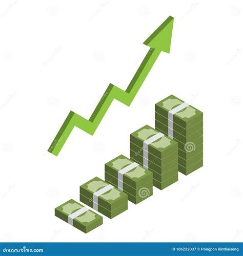 Increasing Stack of Isometric Money with Arrow, Making Profit, Revenue ...