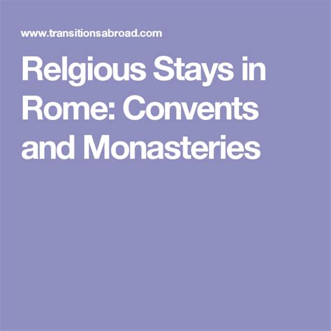 Relgious Stays in Rome: Convents and Monasteries | Rome, Convent, Monastery