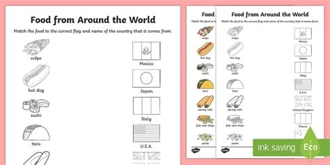 Food From Around the World Worksheet | Primary Resources