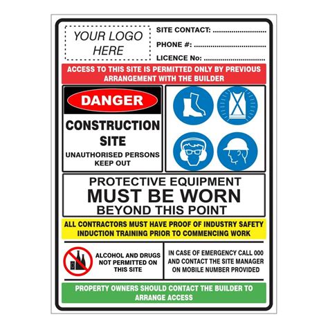 Construction Site Combination Sign | Buy Now | Discount Safety Signs Australia