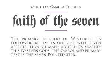 Day 6: What Is the Faith of the Seven? — Making Game of Thrones