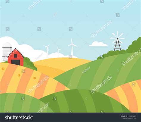 Farm Field Vector Cartoon Illustration Farm Stock Vector (Royalty Free ...