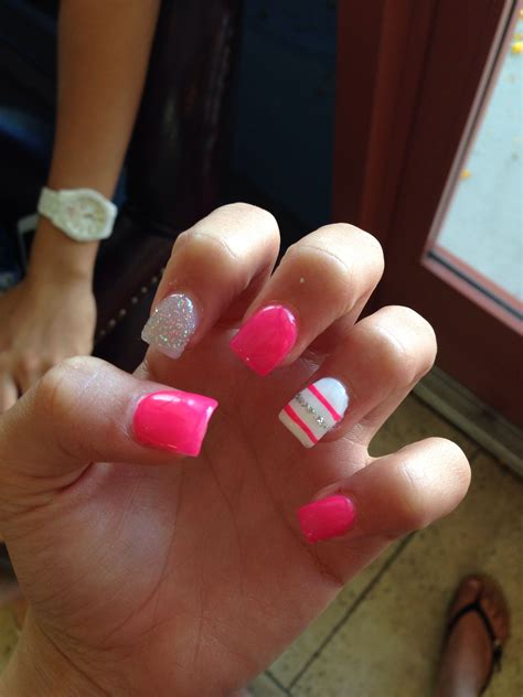 Pink acrylic striped nails Get Nails, Fancy Nails, Love Nails, How To ...