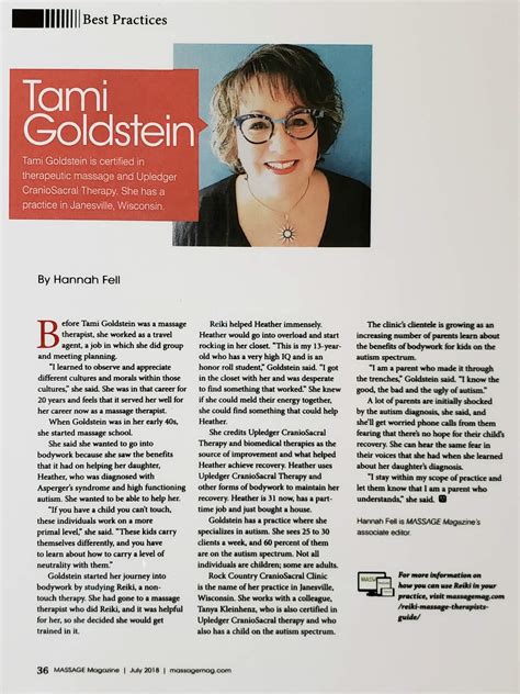 Massage Magazine features Tami's article on how to teach doctors about ...