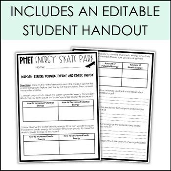 Energy Skate Park PHET Lab Worksheet: Potential & Kinetic Energy