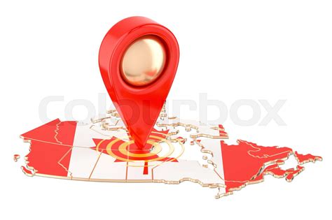 Map pointer on the map of Canada, 3D rendering | Stock image | Colourbox