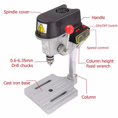 SUROM Mesin Bor Duduk Mini Drill Press 0.6-6.5mm 340W 16000RPM - ZQ4116 - Silver ...