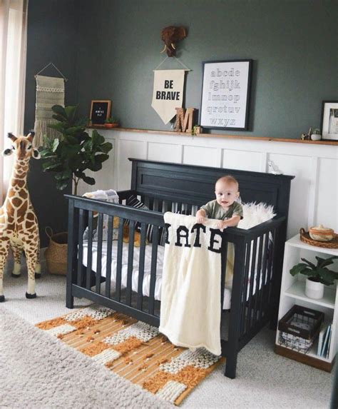 Black and forest green modern safari modern jungle nursery #nurseryideas #nurserydecor # ...