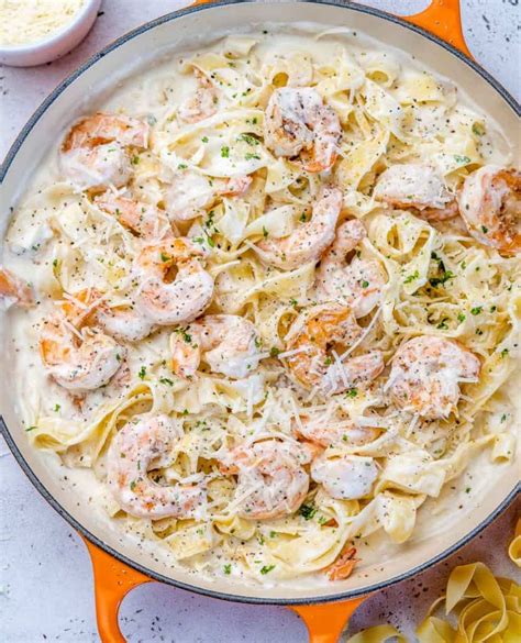 Easy Shrimp Fettuccine Alfredo Recipe | Healthy Fitness Meals