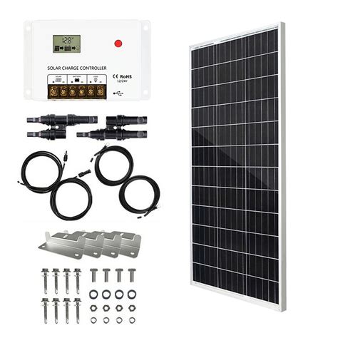 Buy HQST 100W 12V Monocrystalline Solar Panel Kit w/ 30A PWM LCD Solar Charge Controller, 20Ft ...