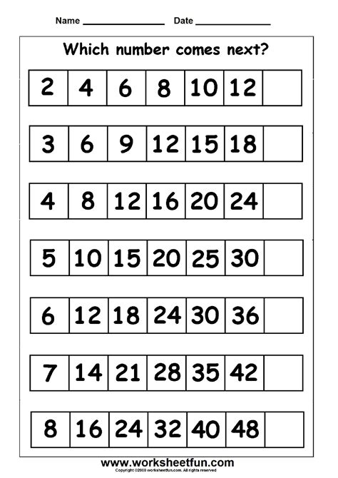 Number Patterns Worksheets For Grade 1