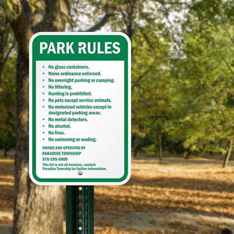 Park Rules Custom Sign