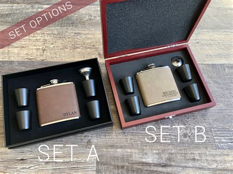 Engraved Flask Leather Flask Personalized Flask Groomsmen - Etsy