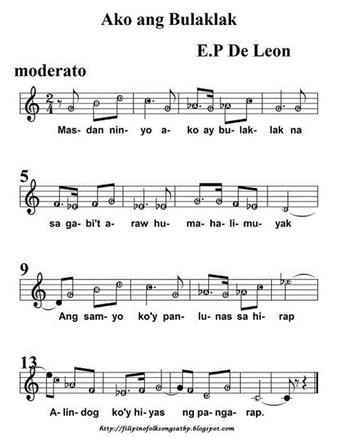 Ako ang Bulaklak - Filipino Folk Song Music Score/sheet