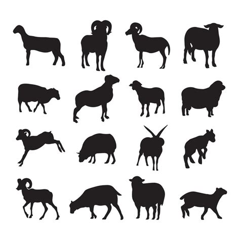 Sheep silhouette vector illustration set 21517272 Vector Art at Vecteezy