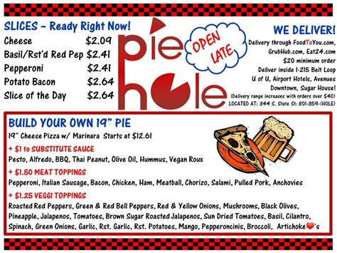 The Pie Hole menu | SLC menu