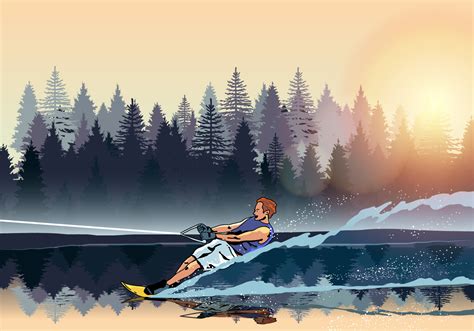 Young Man Water Skiing Vector 128253 Vector Art at Vecteezy