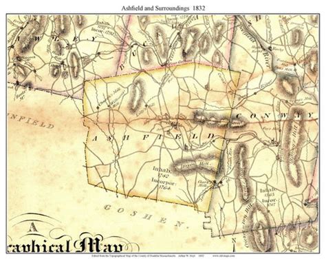 Ashfield, Massachusetts 1832 Old Town Map Custom Print - Franklin Co ...