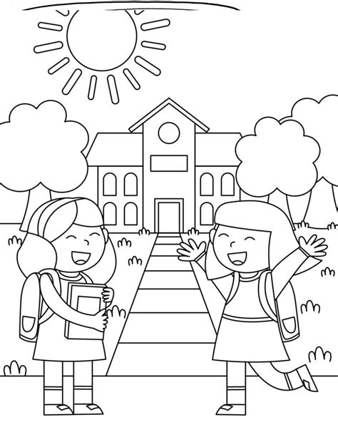 Fun Two Girl Go to School coloring page - Download, Print or Color ...