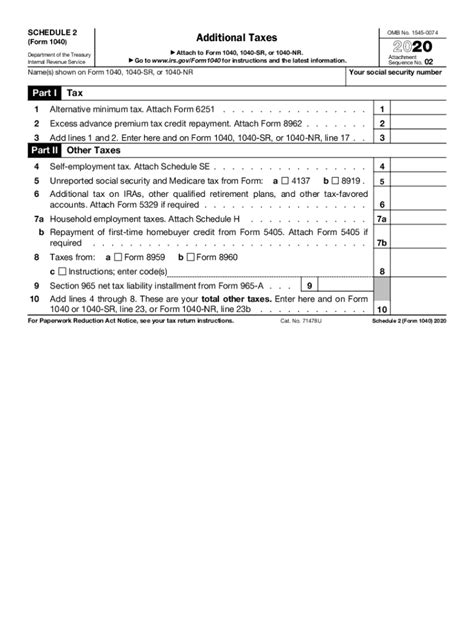 2020 Form IRS 1040 - Schedule 2 Fill Online, Printable, Fillable, Blank - pdfFiller