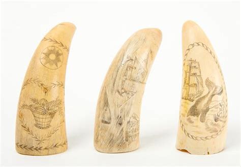 Three Scrimshaw Whale Teeth sold at auction on 10th January | Bidsquare