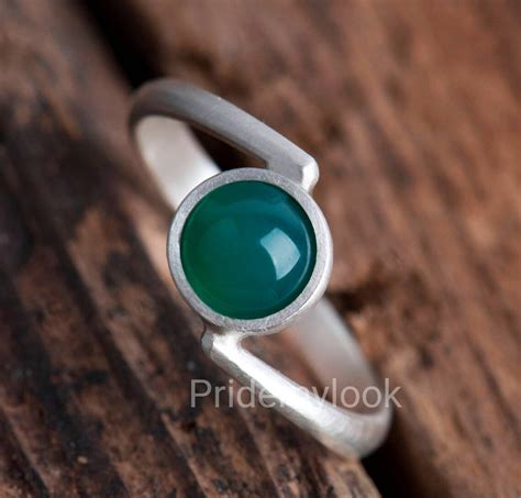 Green Onyx Ring Round Onyx Ring Gemstone Ring Minimalist - Etsy