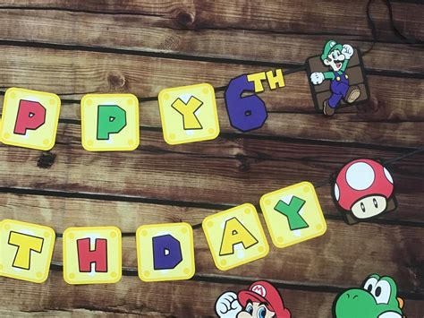 Super Mario birthday Banner Smash bros birthday banner | Etsy