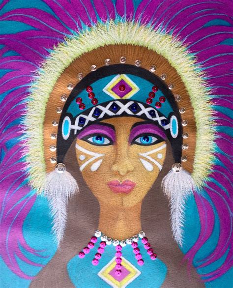 NATIVE AMERICAN INDIAN PRINCESS #2 Drawing by Dulcie Dee | Saatchi Art