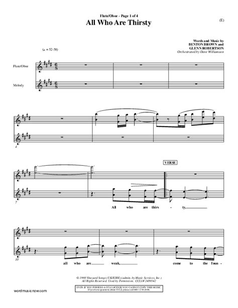 All Who Are Thirsty Flute/Oboe Sheet Music PDF (Brenton Brown) - PraiseCharts