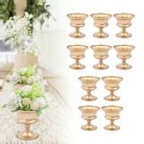 Loyalheartdy 10Pcs Metal Compote Vases, 6" Trumpet Vase Planter Flower Holder Gold Wedding ...