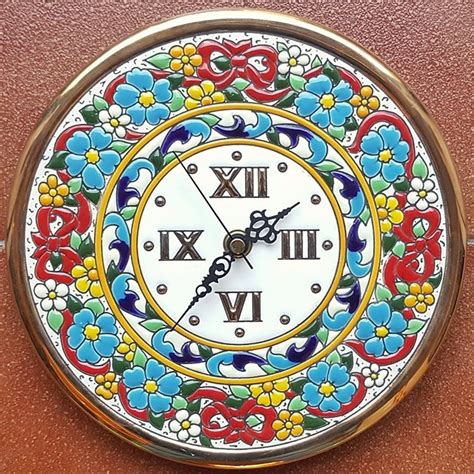 Spanish ceramic clock 22cm. 8.7 enameled by hands | Etsy