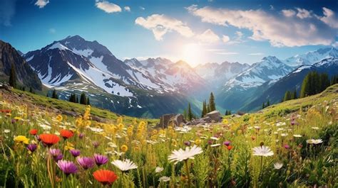 Premium AI Image | wild flowers in a mountain meadow