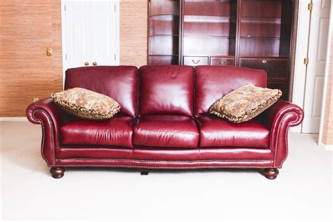 Genuine Leather Sofa in Burgundy | EBTH