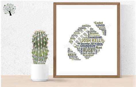 SPORTS Shaped Personalised Word Art Various - Etsy