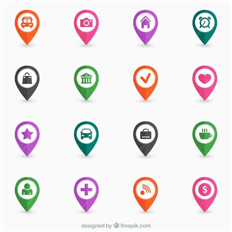 Premium Vector | Colorful map pins