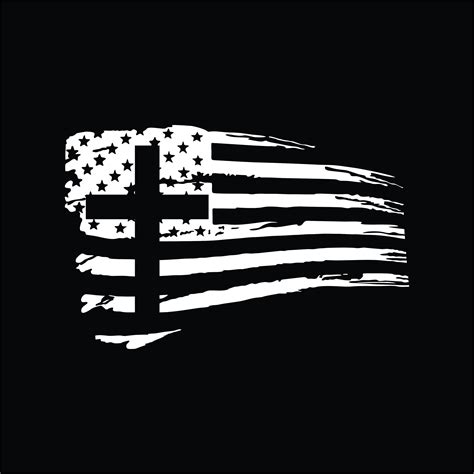 Black And White American Flag Cross Tattoo