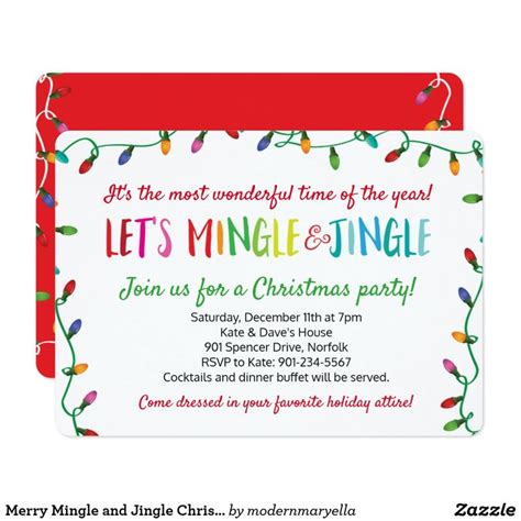 Merry Mingle and Jingle Christmas Lights Party Invitation | Zazzle ...