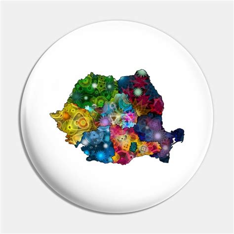 Spirograph Patterned Romania Counties Map - Romania - Pin | TeePublic