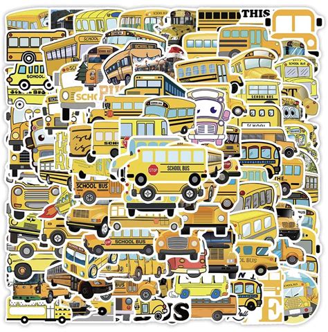 School Bus Stickers - 100pcs Bus Stickers Vinyl Waterproof Stickers for Adults Teens Girls Boys ...