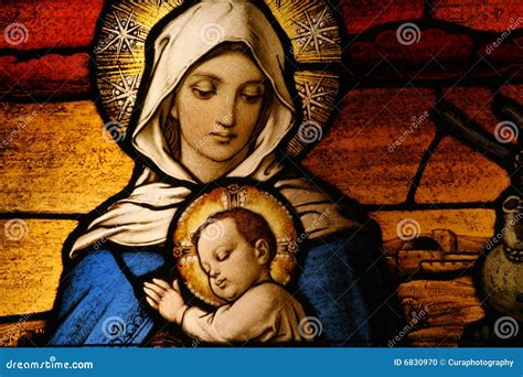 Vigin Mary with baby Jesus stock photo. Image of glass - 6830970