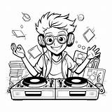Premium Vector  Dj Playing Music Black And White Illustration sketch template