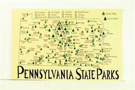 Pennsylvania State Parks Map | Etsy