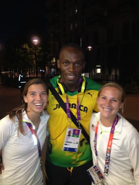 Tobin Heath and Amy Rodriguez with Usain Bolt, Olympic Village, London. (@AmyRodriguez8/Twitter ...