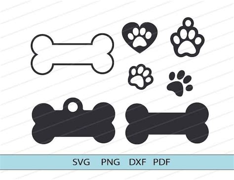 Bone Tag Svg Cut File Dog Bone Vector Clipart Dog Paw Svg | Etsy